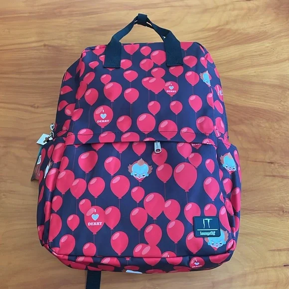 NWT Loungefly “IT” I Love Derry backpack red balloons Pennywise